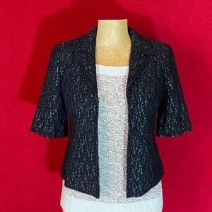 ELIE TAHARI Black Textured Women's Jacket silk wool, short sleeve, size S